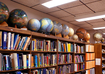 SPIF library of globes and books on location